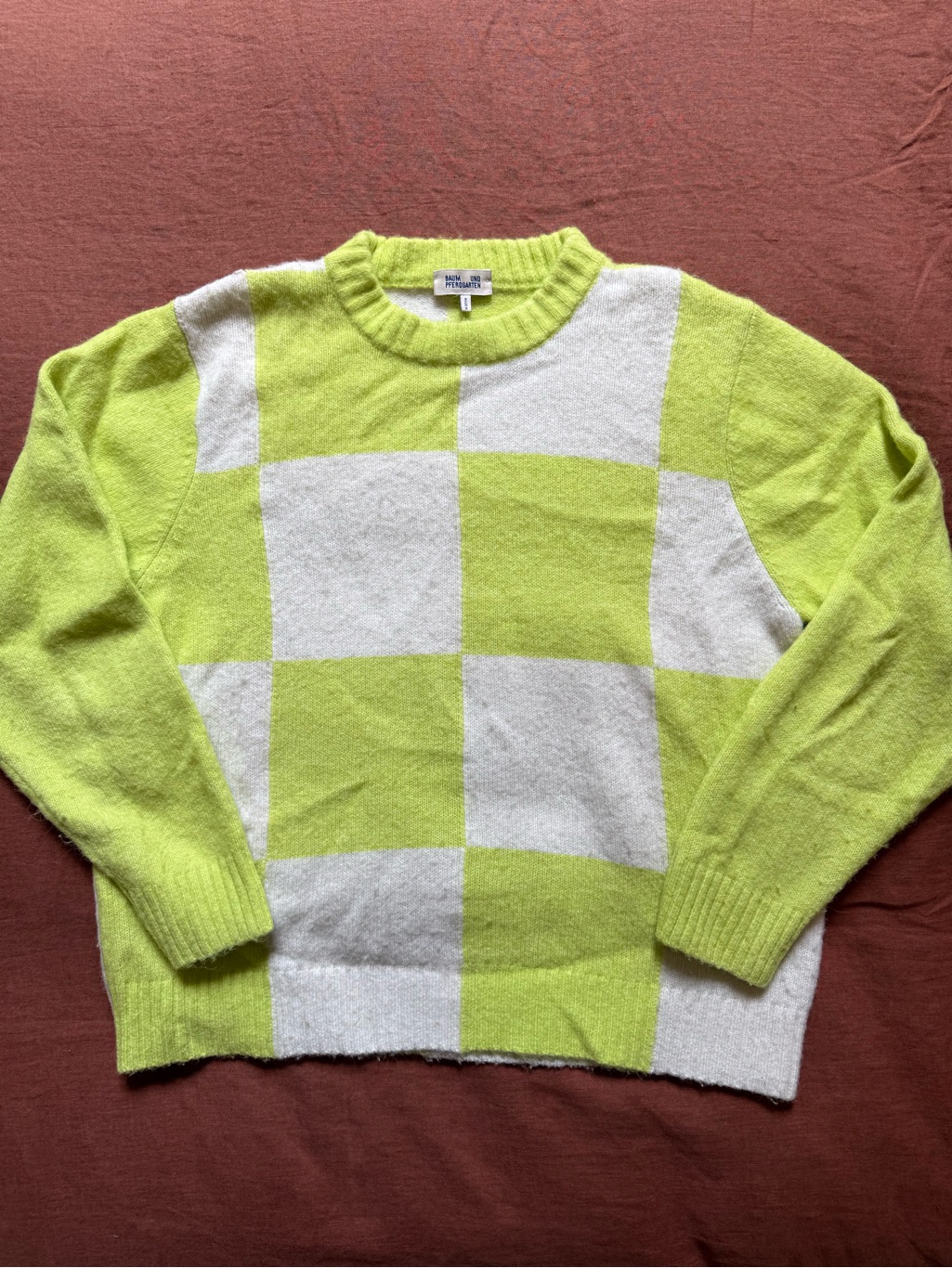 Baum Und Pferdgarten Lime & Cream Checkerboard Crewneck Sweater